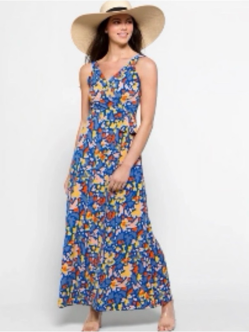 Sleeveless Blue Floral Maxi Dress - Lightweight Summer Style